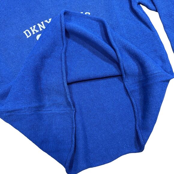 DKNY Jeans Sweaters Men's Small Blue Knit Logo Crew Ramie Insulated Pullover NWT - Picture 5 of 9